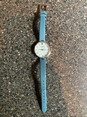 kate spade Light Blue Leather Strap Watch with White Dial
